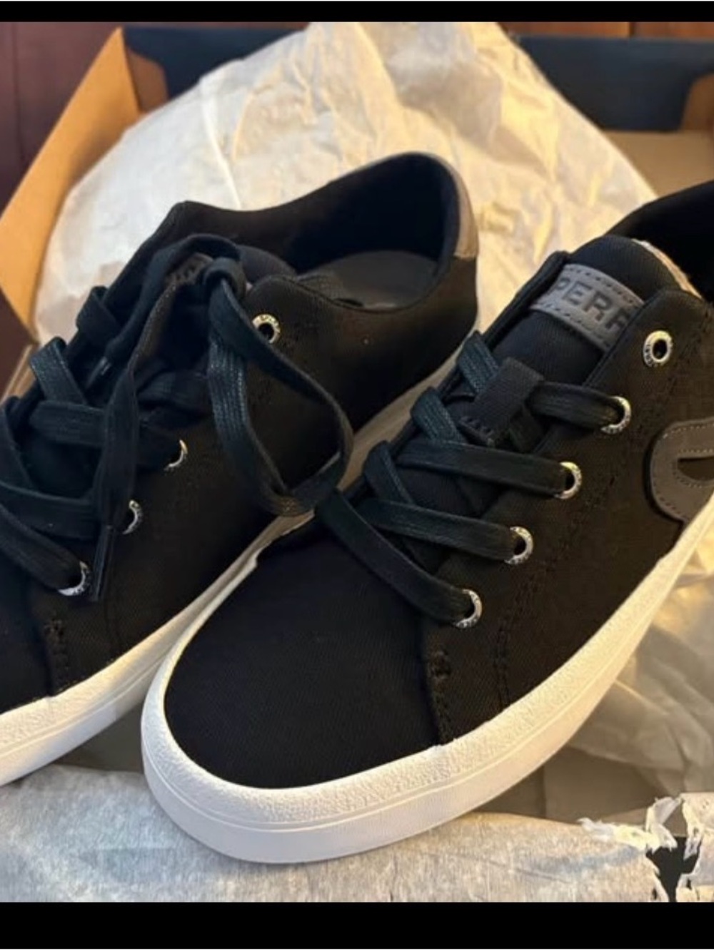Sperry Sandy LTT Black Low-Top Sneakers with White Sole NEW!